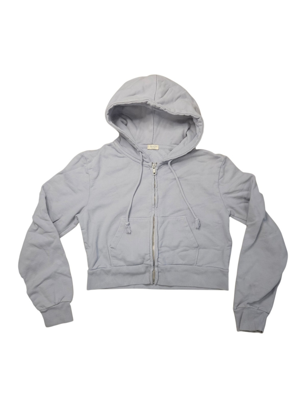 Brandy Melville Light Blue Zip-Up Cropped Hoodie